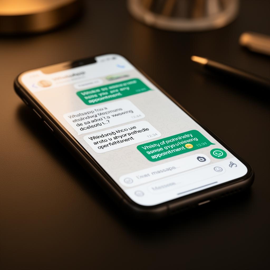 Smartphone mit WhatsApp-Chatverlauf zur Terminabstimmung
